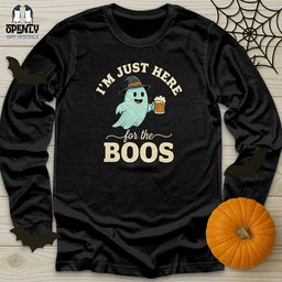 Im Just Here For The Boos Unisex Long Sleeve Tee Gift For Animal Lover