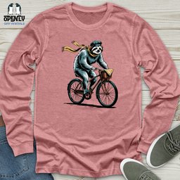 Sloth Riding Cycle Unisex Long Sleeve Tee Gift For Animal Lover