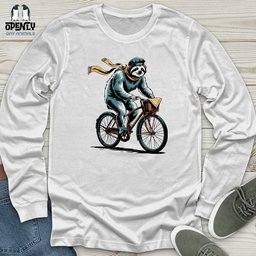 Sloth Riding Cycle Unisex Long Sleeve Tee Gift For Animal Lover