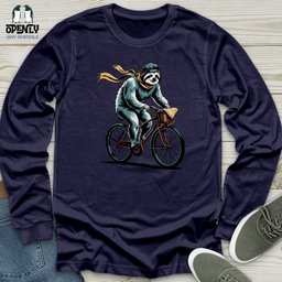 Sloth Riding Cycle Unisex Long Sleeve Tee Gift For Animal Lover
