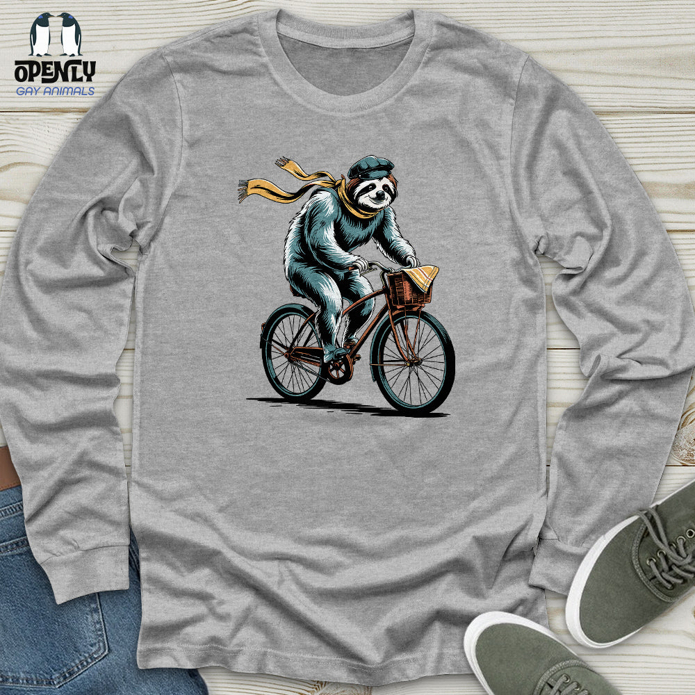 Sloth Riding Cycle Unisex Long Sleeve Tee Gift For Animal Lover
