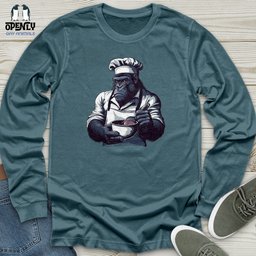 Gorilla Gourmet Chef Unisex Long Sleeve Tee Gift For Animal Lover