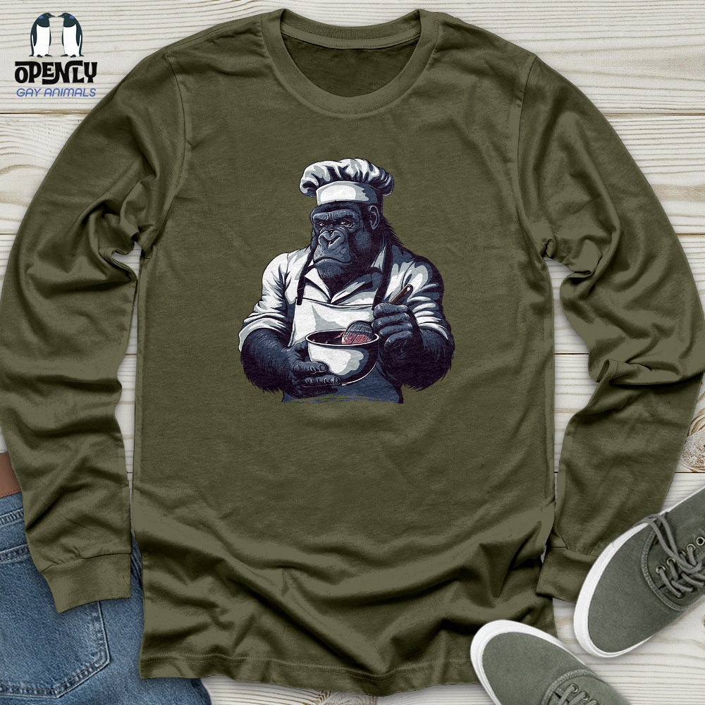 Gorilla Gourmet Chef Unisex Long Sleeve Tee Gift For Animal Lover