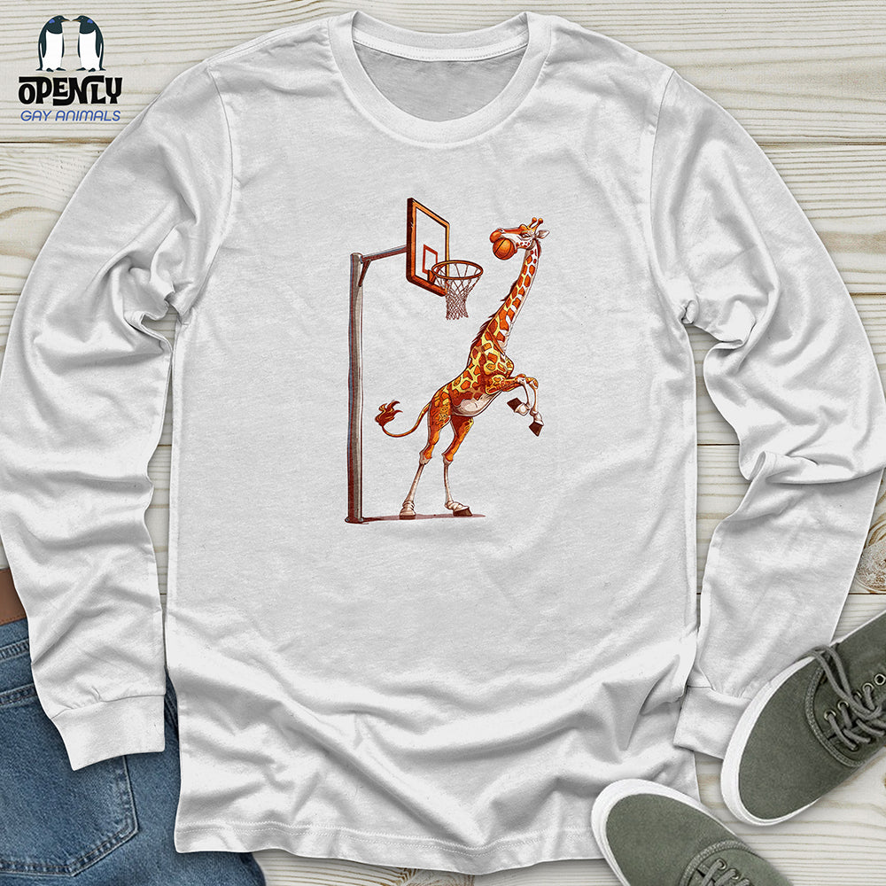 Giraffe Hoops Slam Unisex Long Sleeve Tee Gift For Animal Lover