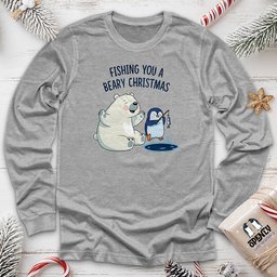 Fishing You A Beary Christmas Unisex Long Sleeve Tee Gift For Animal Lover