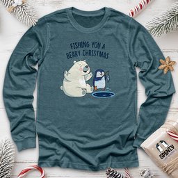 Fishing You A Beary Christmas Unisex Long Sleeve Tee Gift For Animal Lover