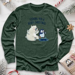 Fishing You A Beary Christmas Unisex Long Sleeve Tee Gift For Animal Lover