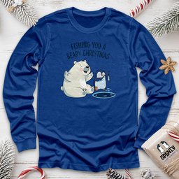 Fishing You A Beary Christmas Unisex Long Sleeve Tee Gift For Animal Lover