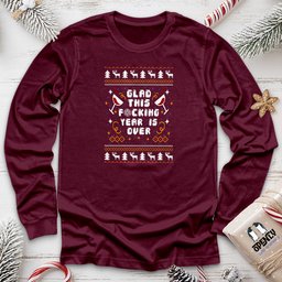 Glad This Fucking Year Is Over Unisex Long Sleeve Tee Gift For Animal Lover