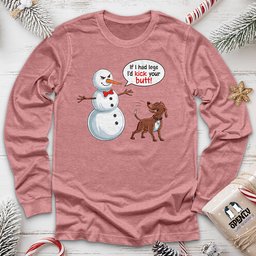 Funny Dog And Snowman Unisex Long Sleeve Tee Gift For Dog Lover