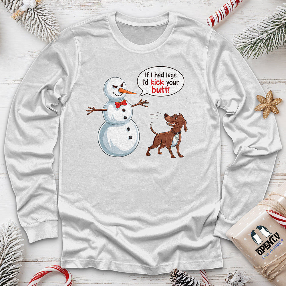 Funny Dog And Snowman Unisex Long Sleeve Tee Gift For Dog Lover