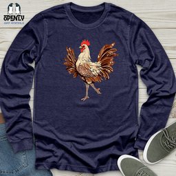 Glamorous Rooster Sparkle Unisex Long Sleeve Tee Gift For Animal Lover