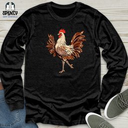 Glamorous Rooster Sparkle Unisex Long Sleeve Tee Gift For Animal Lover