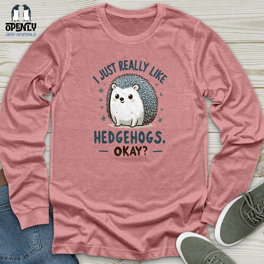 I Just Really Like Hedgehogs Okay Unisex Long Sleeve Tee Gift For Animal Lover