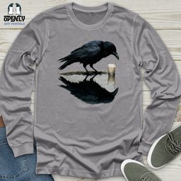 Raven Reflection Unisex Long Sleeve Tee Gift For Animal Lover