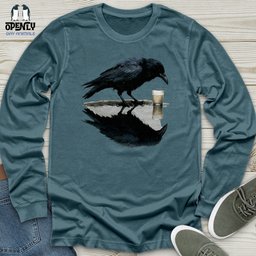 Raven Reflection Unisex Long Sleeve Tee Gift For Animal Lover
