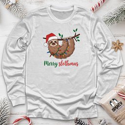 Merry Slothmas Unisex Long Sleeve Tee Gift For Animal Lover