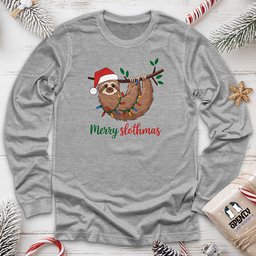 Merry Slothmas Unisex Long Sleeve Tee Gift For Animal Lover