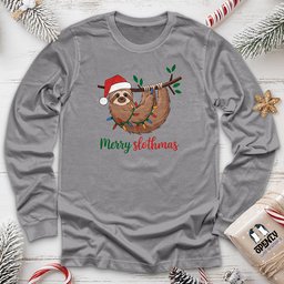 Merry Slothmas Unisex Long Sleeve Tee Gift For Animal Lover