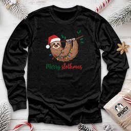 Merry Slothmas Unisex Long Sleeve Tee Gift For Animal Lover