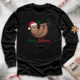 Merry Slothmas Unisex Long Sleeve Tee Gift For Animal Lover