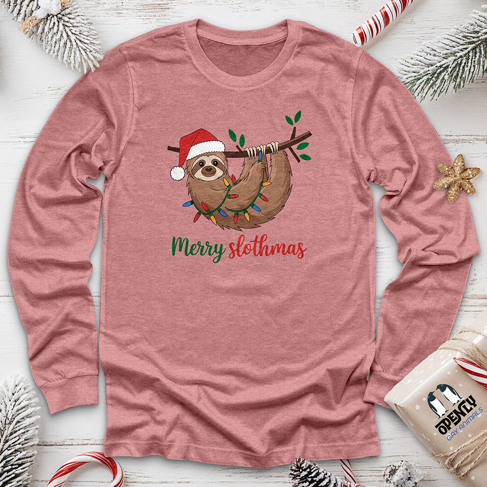 Merry Slothmas Unisex Long Sleeve Tee Gift For Animal Lover