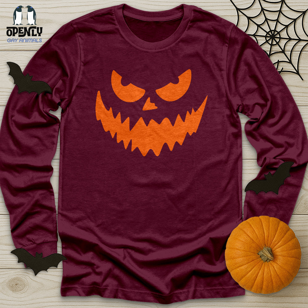 Scary Pumpkin Face Unisex Long Sleeve Tee Gift For Animal Lover