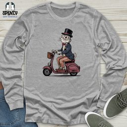 Rabbit Riding A Scooter Unisex Long Sleeve Tee Gift For Animal Lover