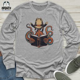 Octopus Reading Book Unisex Long Sleeve Tee Gift For Animal Lover
