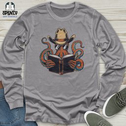 Octopus Reading Book Unisex Long Sleeve Tee Gift For Animal Lover