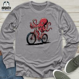 Octopus Riding Bicycle Unisex Long Sleeve Tee Gift For Animal Lover