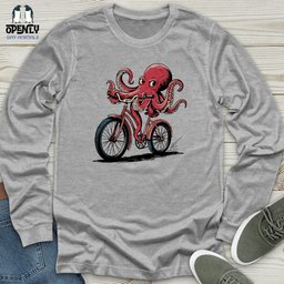 Octopus Riding Bicycle Unisex Long Sleeve Tee Gift For Animal Lover