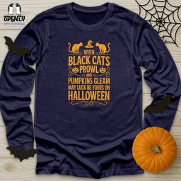 When Black Cats Prowl Unisex Long Sleeve Tee Gift For Cat Lover