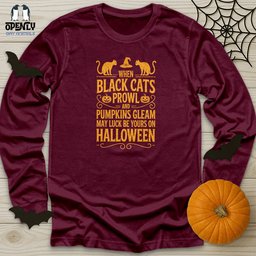 When Black Cats Prowl Unisex Long Sleeve Tee Gift For Cat Lover