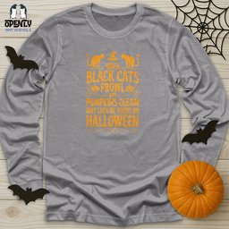When Black Cats Prowl Unisex Long Sleeve Tee Gift For Cat Lover