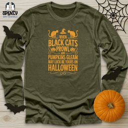 When Black Cats Prowl Unisex Long Sleeve Tee Gift For Cat Lover