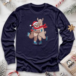 Sloth Hugging Llama Unisex Long Sleeve Tee Gift For Animal Lover