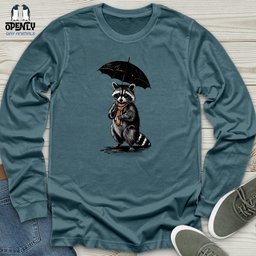 Raccoon Holding Umbrella Unisex Long Sleeve Tee Gift For Animal Lover