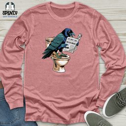 Raven Reading Newspaper Unisex Long Sleeve Tee Gift For Animal Lover