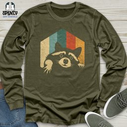 Retro Raccoon Unisex Long Sleeve Tee Gift For Animal Lover