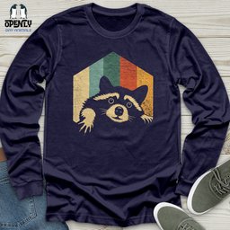 Retro Raccoon Unisex Long Sleeve Tee Gift For Animal Lover