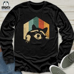 Retro Raccoon Unisex Long Sleeve Tee Gift For Animal Lover