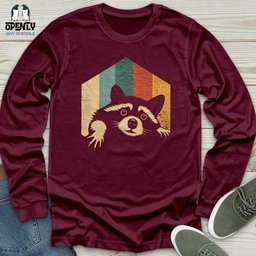 Retro Raccoon Unisex Long Sleeve Tee Gift For Animal Lover