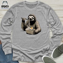 Sloth Eating Noodles Unisex Long Sleeve Tee Gift For Animal Lover