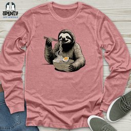 Sloth Eating Noodles Unisex Long Sleeve Tee Gift For Animal Lover