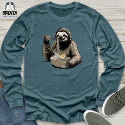Sloth Eating Noodles Unisex Long Sleeve Tee Gift For Animal Lover