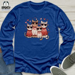 Valentine Cats Unisex Long Sleeve Tee Gift For Cat Lover