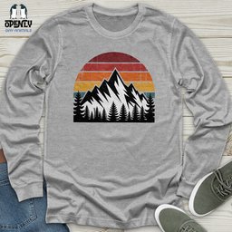 Retro Vintage Mountain Unisex Long Sleeve Tee Gift For Animal Lover