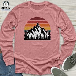 Retro Vintage Mountain Unisex Long Sleeve Tee Gift For Animal Lover