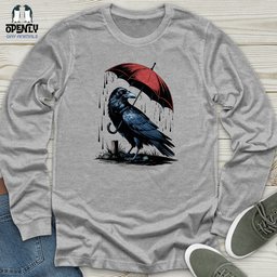 Raven In Rain Unisex Long Sleeve Tee Gift For Animal Lover